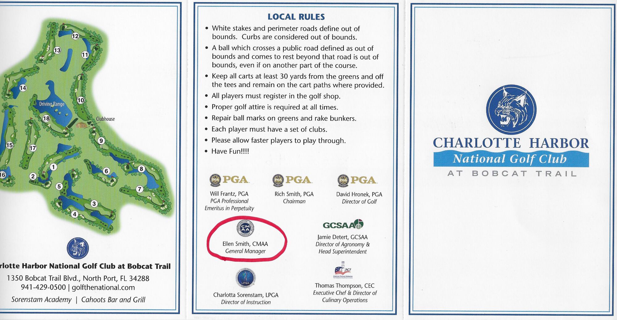 Charlotte Harbor National Golf Course score card online